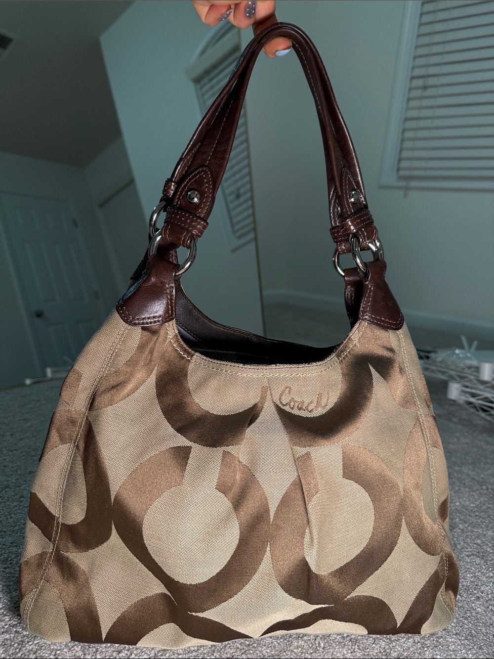Coach Brown Signature Canvas Shoulder Bag
